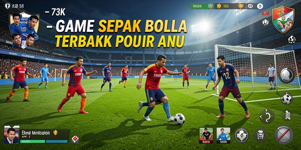 Screenshot gameplay <strong>73K</strong> menampilkan aksi pertandingan sepak bola yang mendebarkan.