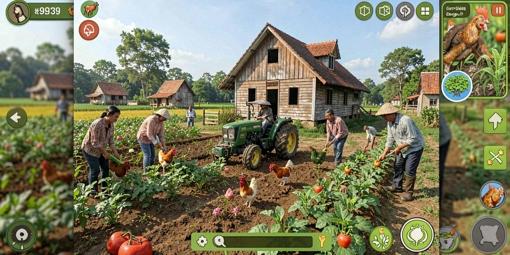 Tangkapan layar dari gameplay pertanian yang seru di 9939.