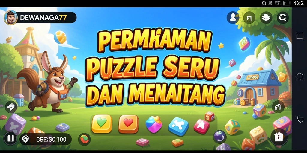 Tampilan gameplay Puzzle DEWANAGA77 yang seru dan menarik.