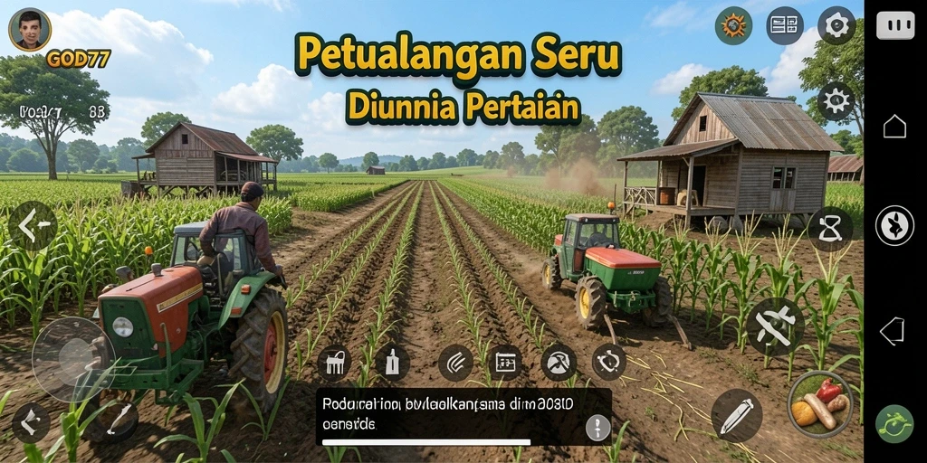 Tampilan gameplay <strong>GOD77</strong> yang menarik dengan aktivitas bertani.