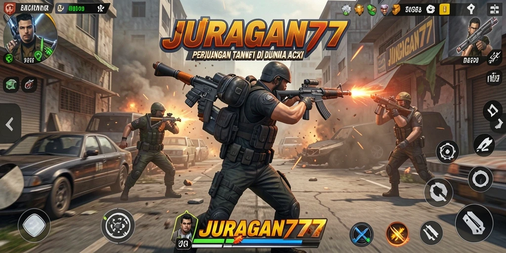 Tampilan gameplay seru di JURAGAN77 dengan aksi laga mendebarkan.