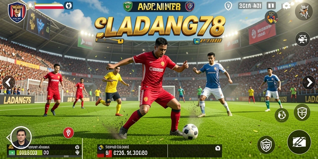 Tampilan gameplay menarik di LADANG78 dengan aksi sepak bola dinamis.