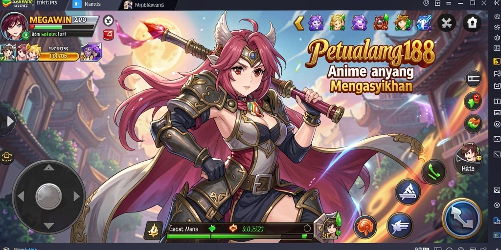 Tampilan gameplay menarik dari MEGAWIN188 yang penuh warna dan karakter anime.