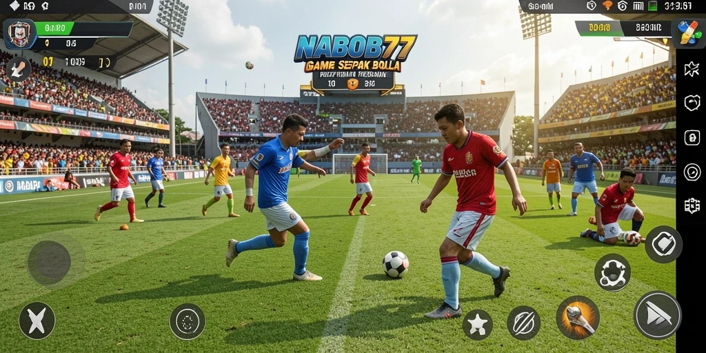 Tangkapan layar NABOB77 menampilkan keseruan pertandingan sepak bola.