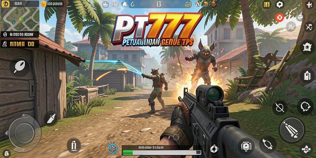 Screenshot utama PT777 menampilkan aksi seru dalam permainan TPS.