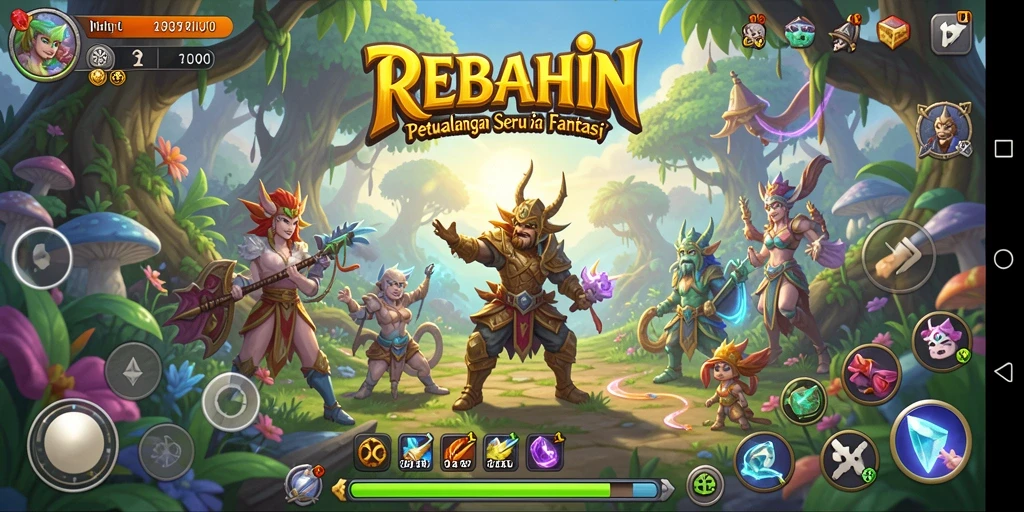 Screenshot gameplay REBAHIN menampilkan petualangan di dunia penuh warna.