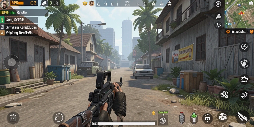 Gameplay RP8 menampilkan simulasi kehidupan sehari-hari yang interaktif dan menarik.