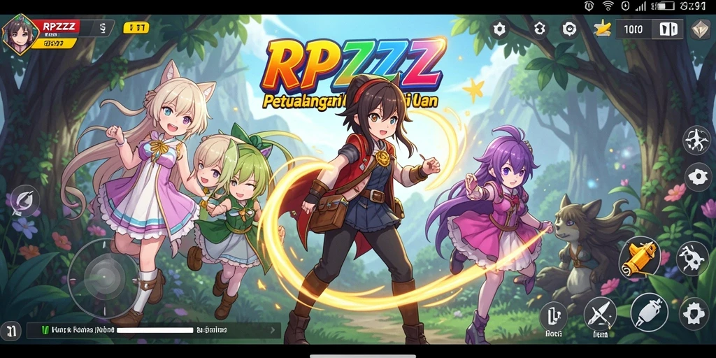 Screenshot RPZZZ menampilkan aksi pertarungan seru dalam suasana anime.