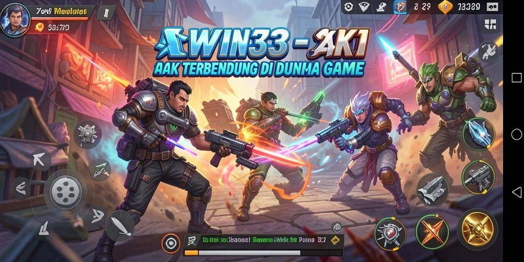 Screenshot WIN33 menampilkan aksi seru di medan perang.